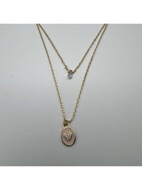 Unwritten Gold-Tone Double-Layer Necklace With Pink Heart & Crystal Accents